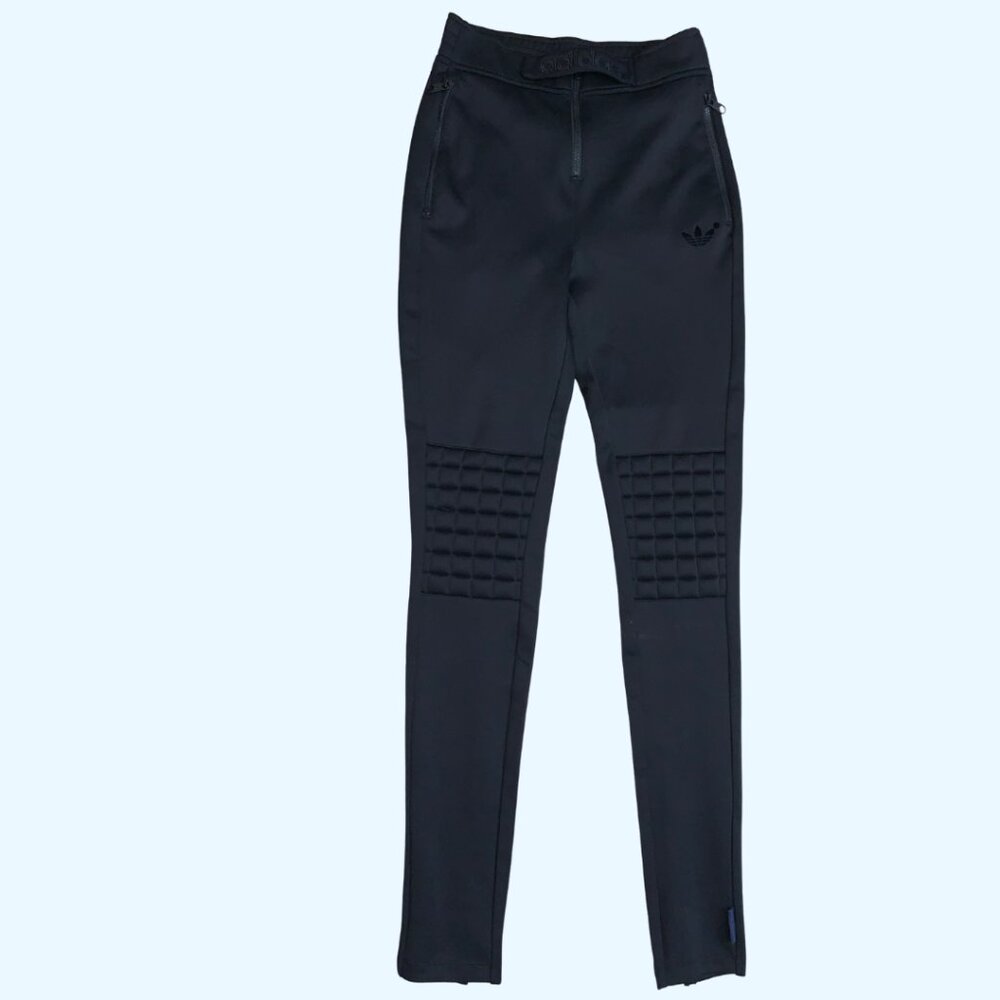 ADIDAS Ladies Blue Label Black Tight Fit Athletic Padded Knee Leggings Sz 8 NWT